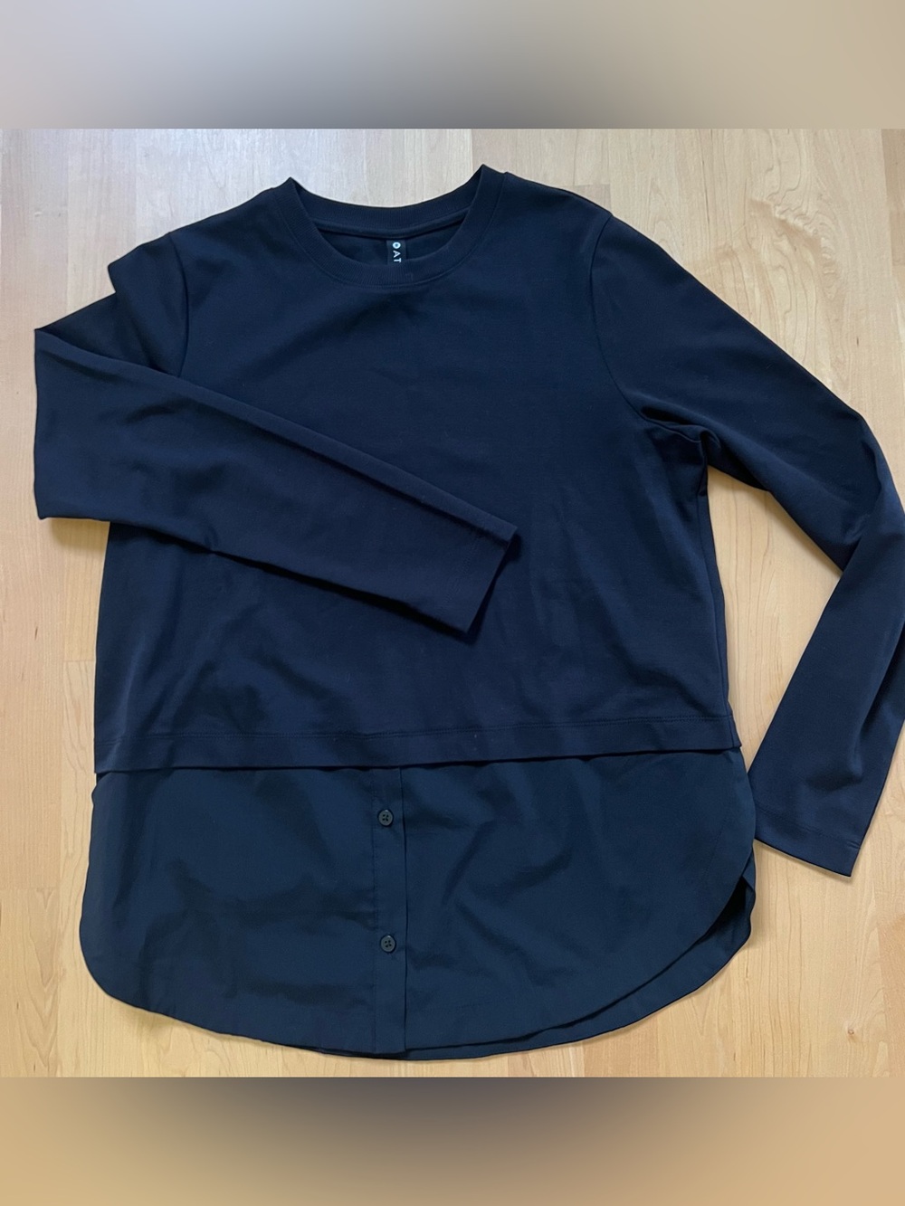 Athleta Black Layered Hem Long-Sleeve Tee
